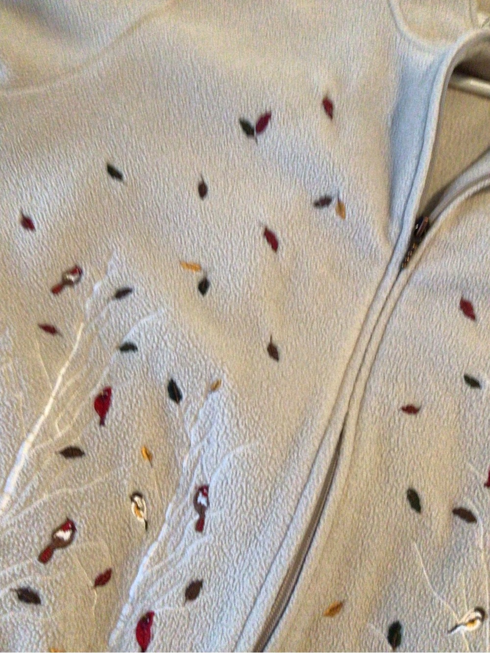 Beige Embroidered Zip-Front Women’s Cardigan Sweater - Picture 5 of 5